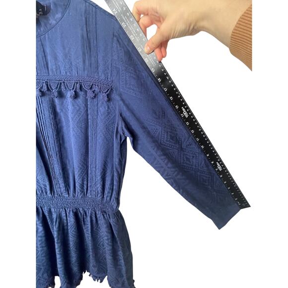 Sea New York Women's Boho Dress Size 8 Silk Blend Crochet Pom Pom Detail - Picture 14 of 16